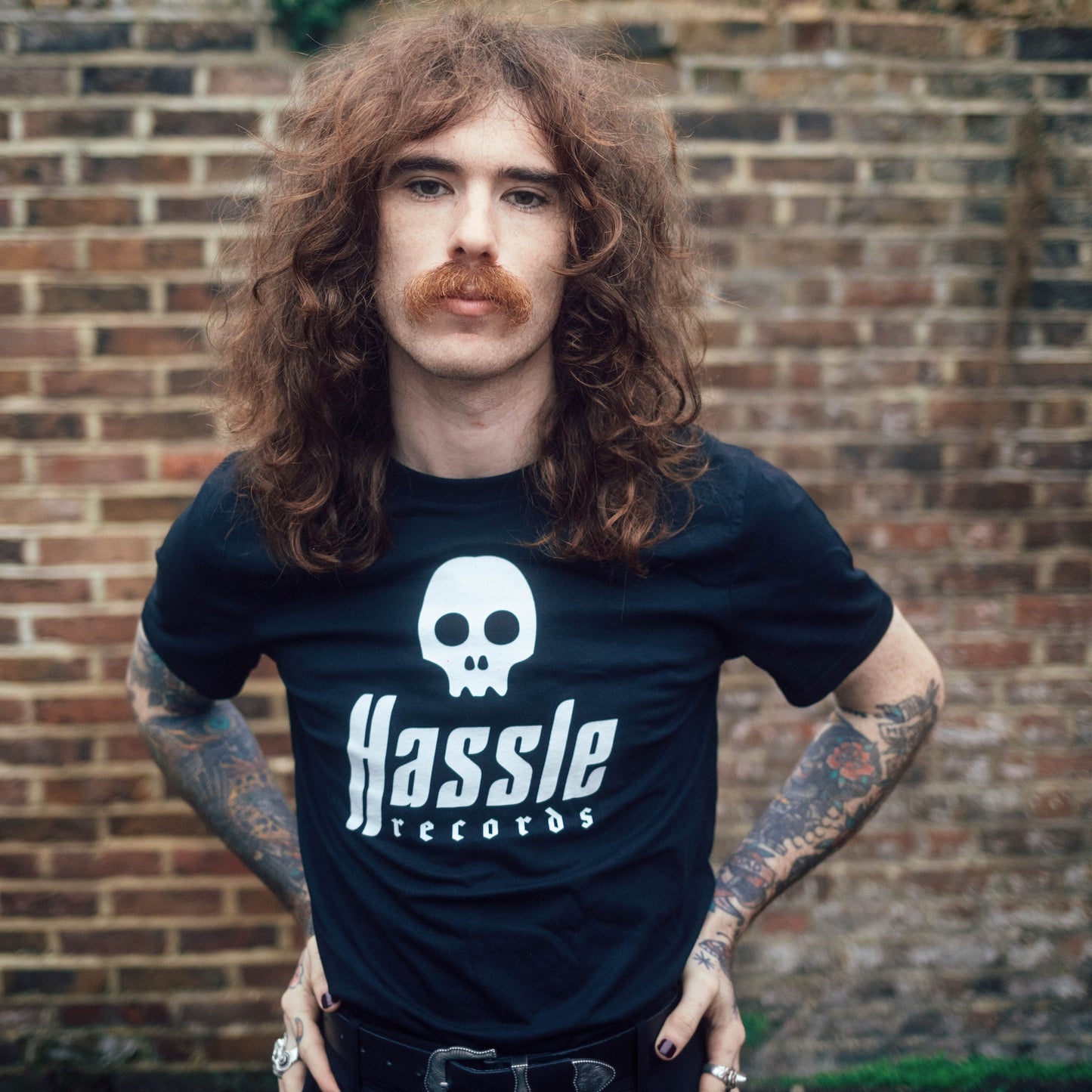 Hassle - 'Stacked Logo' T-Shirt (White Print)