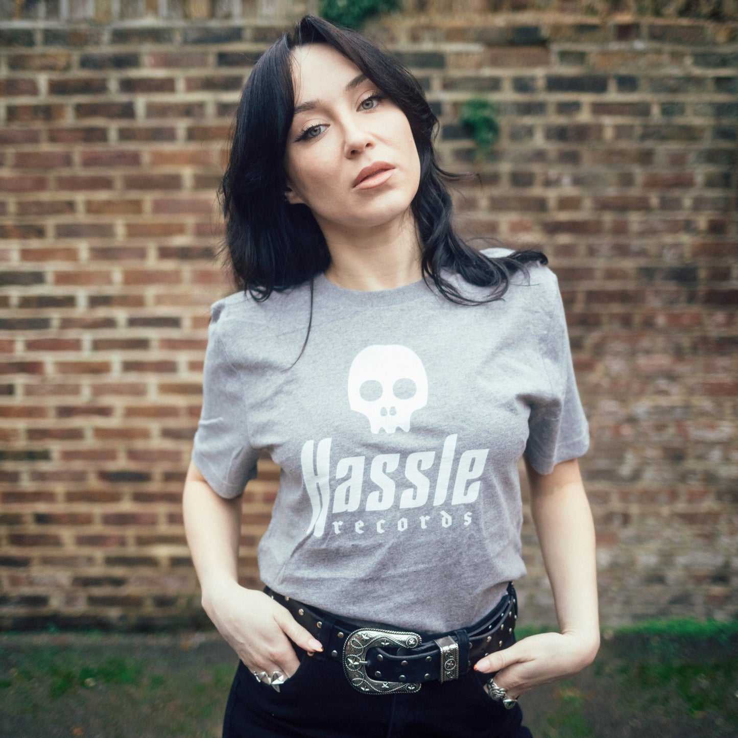 Hassle - 'Stacked Logo' T-Shirt (White Print)